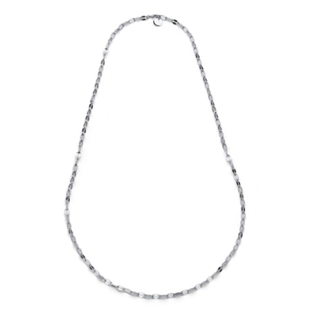 Collana lunga maglia marina argentata