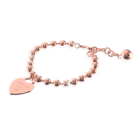 Bracciale rosa con cuore e sfere