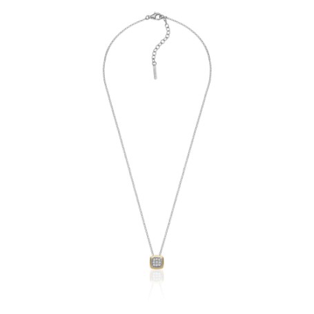 Collana in argento bicolore con pavé