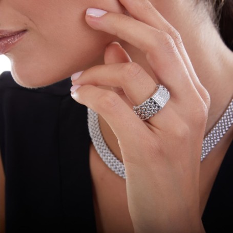 Anello in argento bianco Chicco con cubic zirconia