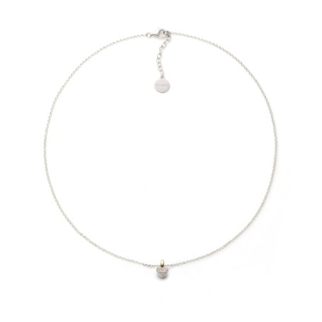 Collana in argento bicolore con cuore pavé