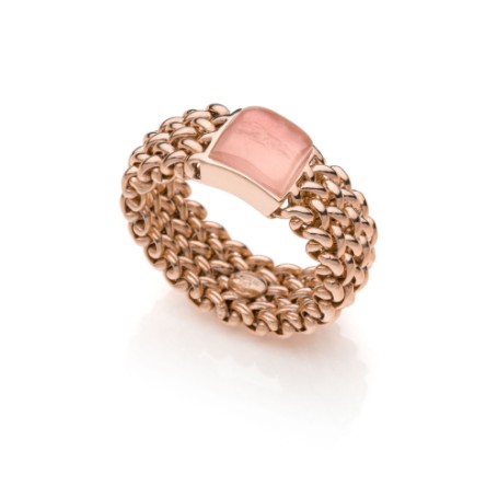 Anello in argento dorato rosa con quarzo Chicco