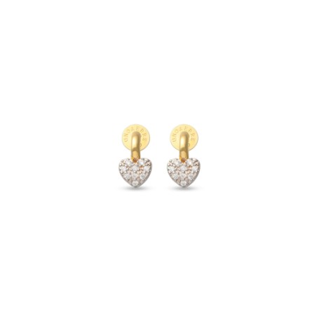 Orecchini in argento dorato e cuore pavé