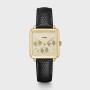 La Tétragone Multifunction Watch Leather, Black Lizard, Gold Colour
