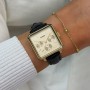 La Tétragone Multifunction Watch Leather, Black Lizard, Gold Colour