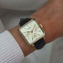 La Tétragone Multifunction Watch Leather, Black Lizard, Gold Colour