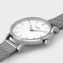 Boho Chic Petite Watch Mesh, White, Silver Colour