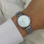 Boho Chic Petite Watch Mesh, White, Silver Colour