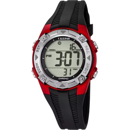 OROLOGIO CALYPSO K5685/6 ROSSO NERO CINTURINO GOMMA, BAMBINI