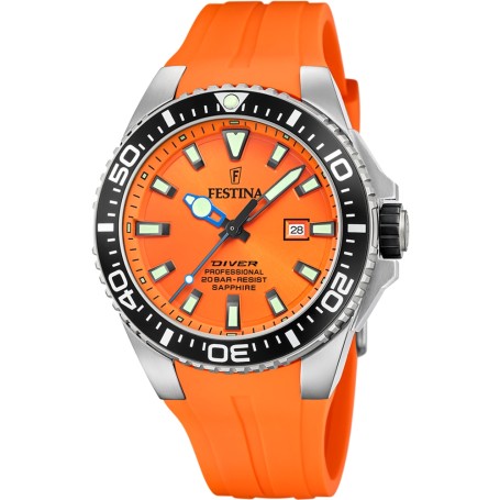 OROLOGIO FESTINA THE ORIGINALS F20664/4 ARANCIONE CINTURINO GOMMA, UOMO