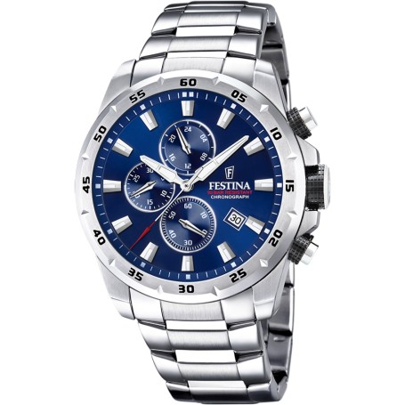OROLOGIO FESTINA TIMELESS CHRONOGRAPH F20463/2 BLU CINTURINO IN ACCIAIO, UOMO