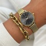 Boho Chic Petite Watch Mesh Crystals, Grey, Gold Colour