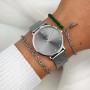 Minuit Watch Mesh Crystals, Grey, Silver Colour
