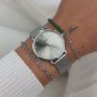 Minuit Watch Mesh Crystals, Grey, Silver Colour
