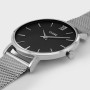 Minuit Watch Mesh, Black, Silver Colour