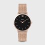 Minuit Watch Mesh, Black, Rose Gold Colour