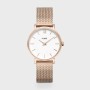 Minuit Watch Mesh, White, Rose Gold Colour