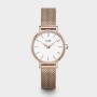 Boho Chic Petite Watch Mesh, White, Rose Gold Colour