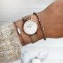 Boho Chic Petite Watch Mesh, White, Rose Gold Colour