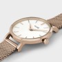 Boho Chic Petite Watch Mesh, White, Rose Gold Colour
