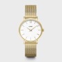 Minuit Watch Mesh, White, Gold Colour