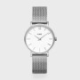 Minuit Watch Mesh, White, Silver Colour