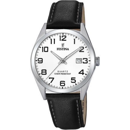 OROLOGIO FESTINA CLASSICS F20446/1 BIANCO CON CINTURINO IN PELLE, UOMO