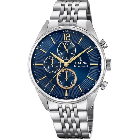 OROLOGIO FESTINA TIMELESS CRONOGRAFO F20285/3 BLU CON CINTURINO IN ACCIAIO, UOMO